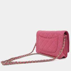 Pre Owned Chanel Pink Leather Caviar WOC Mini Crossbody Bag