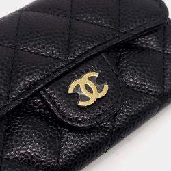 Pre Owned Chanel Black Caviar Leather Caviar Card Holder