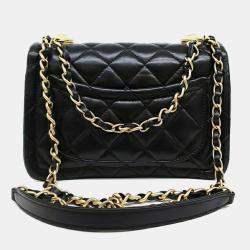 Pre Owned Chanel Black Leather Button-On Top Crossbody Bag