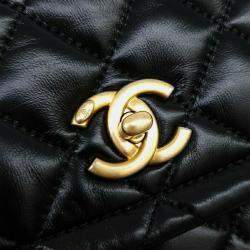 Pre Owned Chanel Black Leather Button-On Top Crossbody Bag