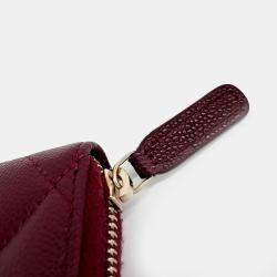 Pre Owned Chanel Burgundy Caviar Leather Caviar Card Holder