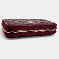 Pre Owned Chanel Burgundy Caviar Leather Caviar Card Holder