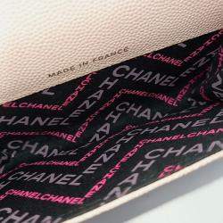 Pre Owned Chanel Pink Caviar Leather Caviar Card Holder