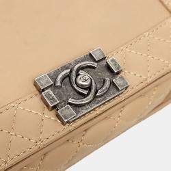 Pre Owned Chanel Beige Leather Boy Bag Medium