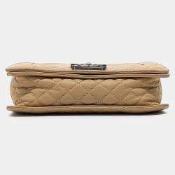 Pre Owned Chanel Beige Leather Boy Bag Medium