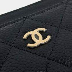 Pre Owned Chanel Black Caviar Leather Caviar Card Holder