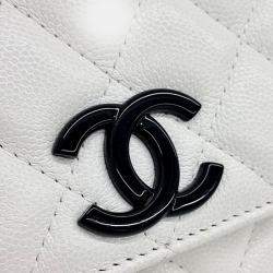 Pre Owned Chanel White Caviar Leather Caviar WOC Crossbody Bag