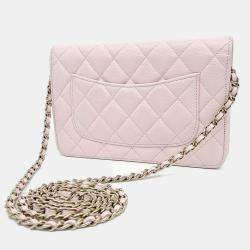 Pre Owned Chanel Pink Leather Caviar WOC Mini Crossbody Bag