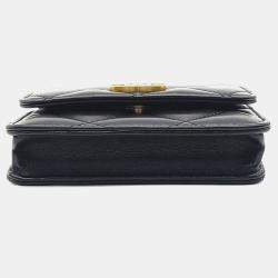 Pre Owned Chanel Black Leather Chain Belt Bag