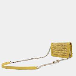 Pre Owned Chanel Yellow Leather Boy WOC Mini Crossbody Bag