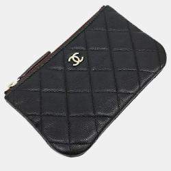 Pre Owned Chanel Black Leather Caviar Mini Pouch