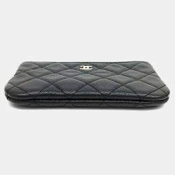 Pre Owned Chanel Black Leather Caviar Mini Pouch