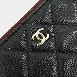Pre Owned Chanel Black Leather Caviar Mini Pouch