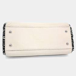 Pre Owned Chanel Cream tweed chain shoulder bag