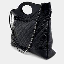 Pre Owned Chanel Black Leather 31 Shopping Bag Large