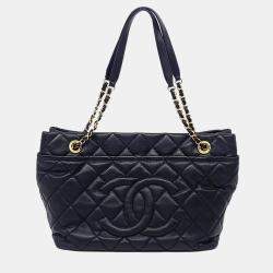 Pre Owned Chanel Black Leather Caviar Timeless CC Shoulder Bag