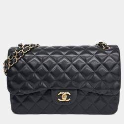 Pre Owned Chanel Black Leather Classic Jumbo