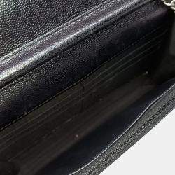 Pre Owned Chanel Black Leather Caviar Chevron WOC Mini Crossbody Bag