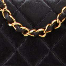 Pre Owned Chanel Black Small Lambskin Diana Flap