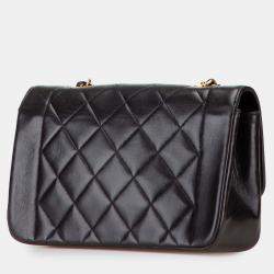 Pre Owned Chanel Black Small Lambskin Diana Flap