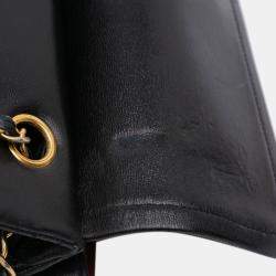 Pre Owned Chanel Black Medium Classic Lambskin Double Flap