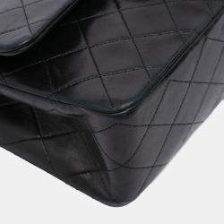 Pre Owned Chanel Black Medium Classic Lambskin Double Flap