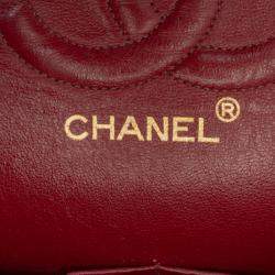 Pre Owned Chanel Black Medium Classic Lambskin Double Flap