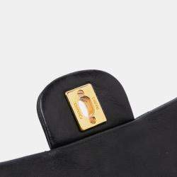 Pre Owned Chanel Black Medium Classic Lambskin Double Flap