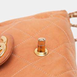 Pre Owned Chanel Orange Small Aged Calfskin Chic Quilt Flap