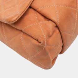 Pre Owned Chanel Orange Small Aged Calfskin Chic Quilt Flap