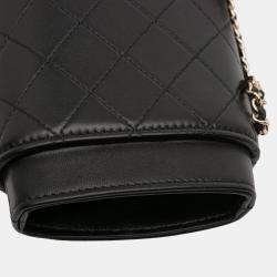Pre Owned Chanel Black CC Quilted Lambskin Chain Around Phone Holder