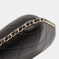 Pre Owned Chanel Black CC Quilted Lambskin Chain Around Phone Holder