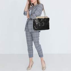 Pre Owned Chanel Black Quilted Glazed Leather Portobello Tote 