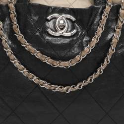 Pre Owned Chanel Black Quilted Glazed Leather Portobello Tote 