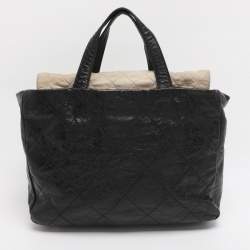 Pre Owned Chanel Black Quilted Glazed Leather Portobello Tote 