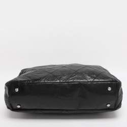 Pre Owned Chanel Black Quilted Glazed Leather Portobello Tote 