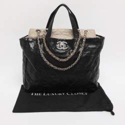 Pre Owned Chanel Black Quilted Glazed Leather Portobello Tote 