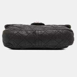 Pre Owned Chanel Black Large Iridescent Quilted Calfskin Coco Pleats Flap