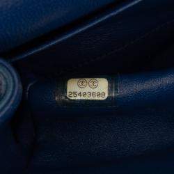Pre Owned Chanel Blue Small Classic Lambskin Double Flap