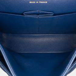 Pre Owned Chanel Blue Small Classic Lambskin Double Flap