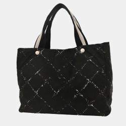 Pre Owned Chanel Black Nylon Travel Line Tote Handbag
