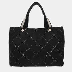 Pre Owned Chanel Black Nylon Travel Line Tote Handbag