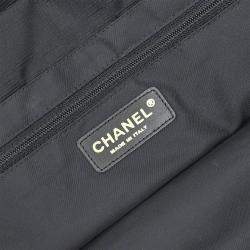 Pre Owned Chanel Black Jacquard Nylon Travel Line Tote Handbag