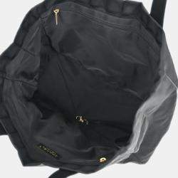 Pre Owned Chanel Black Jacquard Nylon Travel Line Tote Handbag