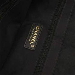Pre Owned Chanel Black Jacquard Nylon Travel Line Tote Handbag
