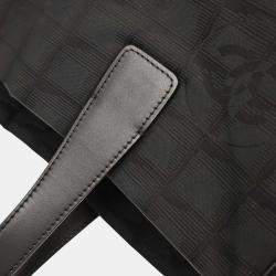 Pre Owned Chanel Black Jacquard Nylon Travel Line Tote Handbag