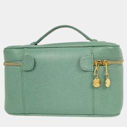 Pre Owned Chanel Green Calfskin Vanity Handbag