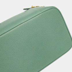 Pre Owned Chanel Green Calfskin Vanity Handbag