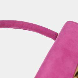 Pre Owned Chanel Pink Suede Mademoiselle Top Handle Handbag