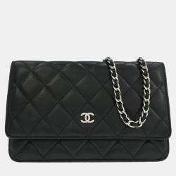Pre Owned Chanel Black Lambskin Classic WOC Wallet On Chain